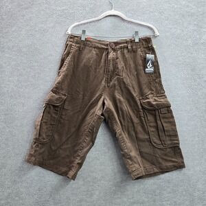 Volcom Mens Shorts 30 Brown Linen Cargo Scout Utility Outdoor Skater Y2K NWT